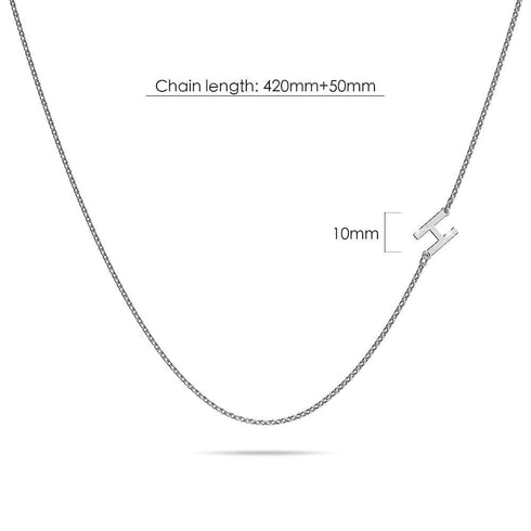 Bold Alphabet Letter Initial Charm Necklace in White Gold Tone